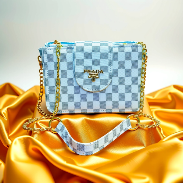 Luxury Checkered Mini Handbag with Golden Chain Strap