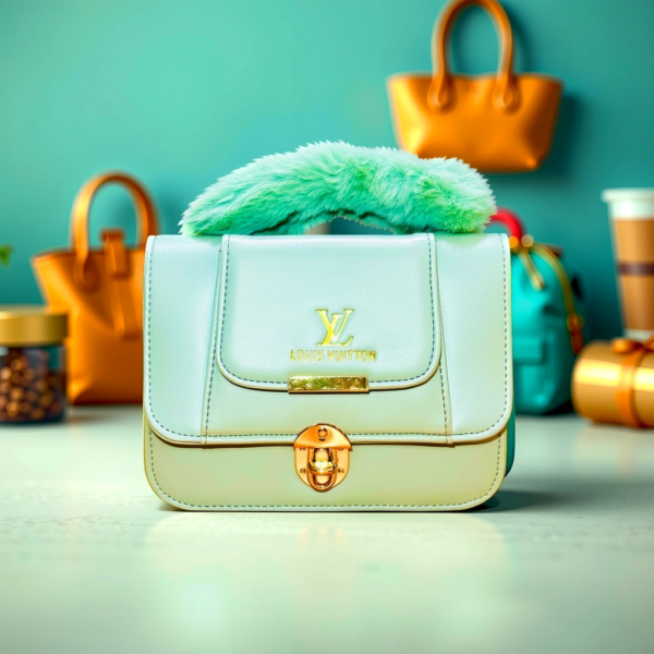 Mint Green Fur-Handle Mini Handbag - Image 2
