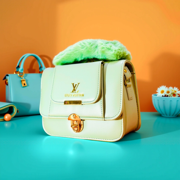Mint Green Fur-Handle Mini Handbag - Image 6