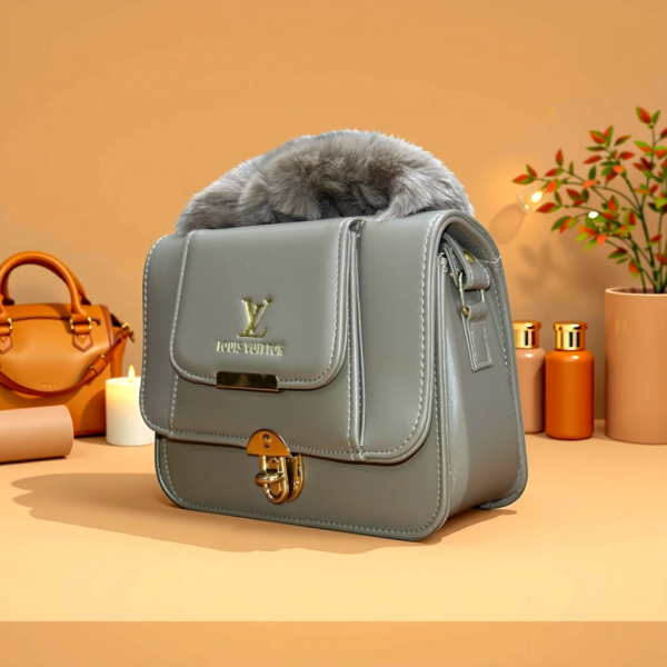 Mint Green Fur-Handle Mini Handbag - Image 3
