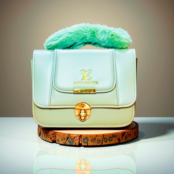 Mint Green Fur-Handle Mini Handbag - Image 8